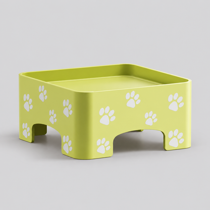 PawLo French Bulldog Adjustable Ceramic Bowl with Table – Dog Feeding Station with Dual Non-Slip Mat