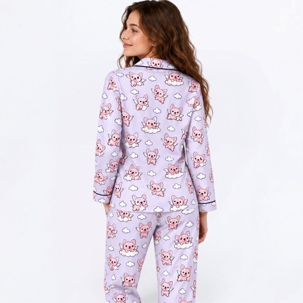 Finn – Matching Women's Satin Pajamas | Soft Silky Two-Piece Sleepwear Set