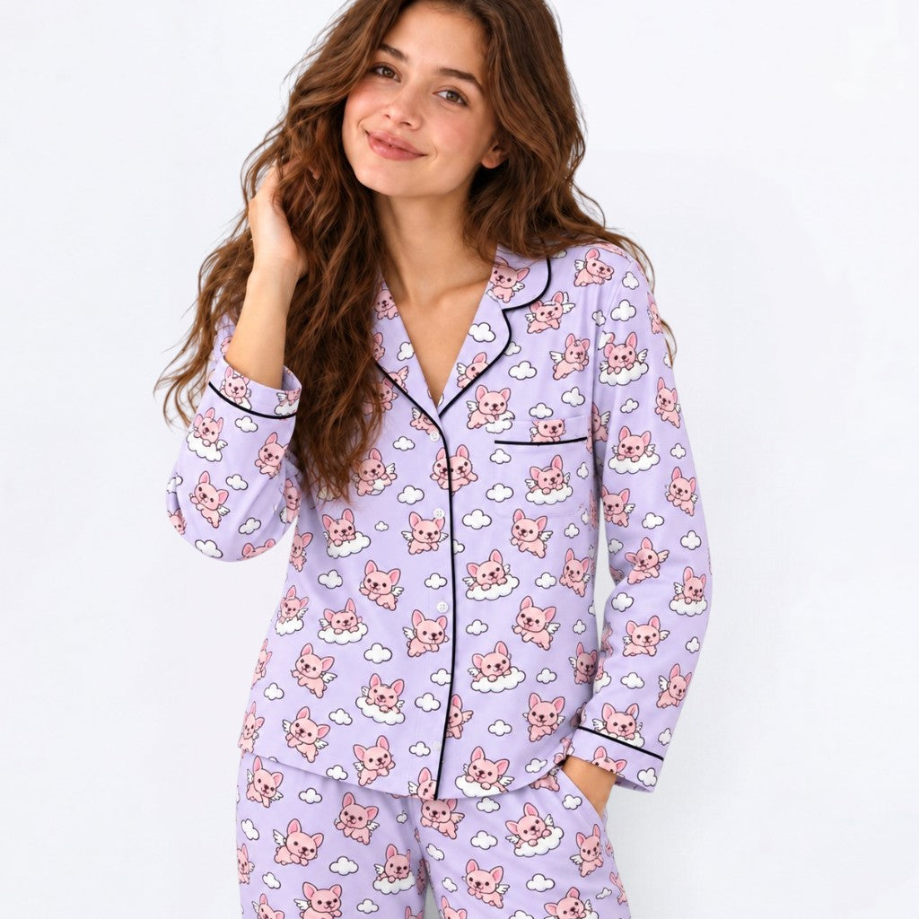 Finn – Matching Women's Satin Pajamas | Soft Silky Two-Piece Sleepwear Set