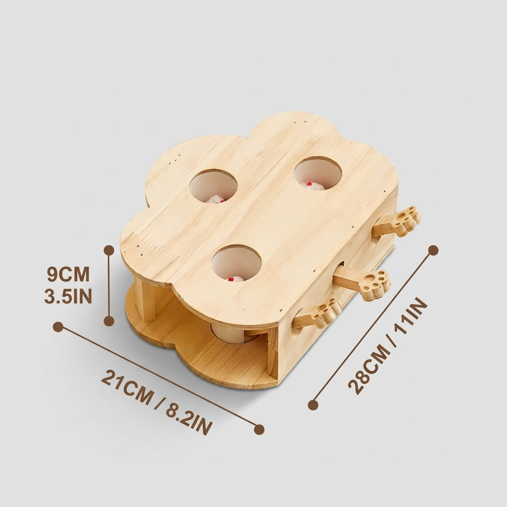 PawMole French Bulldog Wooden Puzzle Toy – Interactive Hide-and-Seek Mouse Enrichment Game