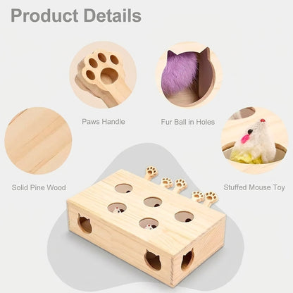 PawMole French Bulldog Wooden Puzzle Toy – Interactive Hide-and-Seek Mouse Enrichment Game