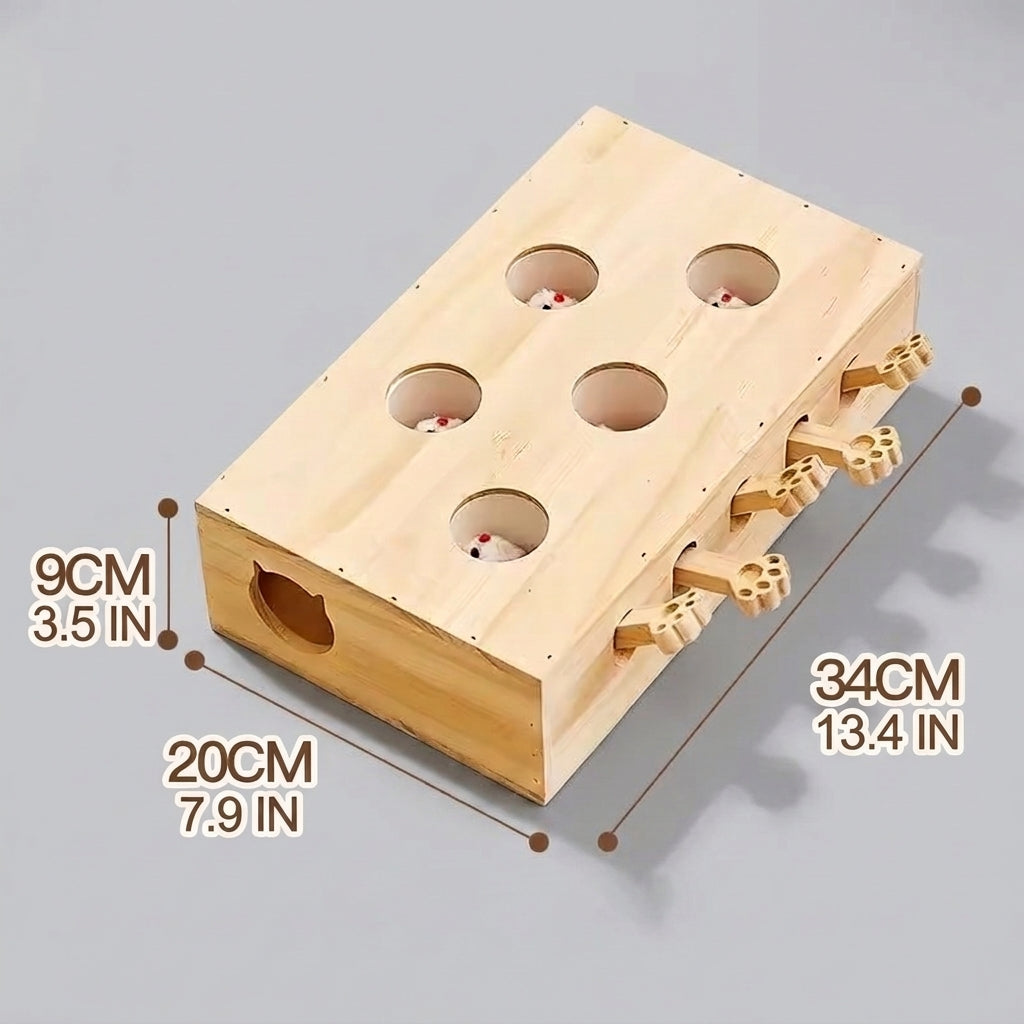 PawMole French Bulldog Wooden Puzzle Toy – Interactive Hide-and-Seek Mouse Enrichment Game