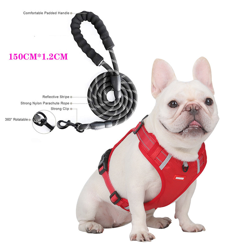 Premium-Frenchie-Harness-Vest-Adjustable-with-Safety-Reflective-Lead-Straps-(WS 0723)-Frenchie.shop