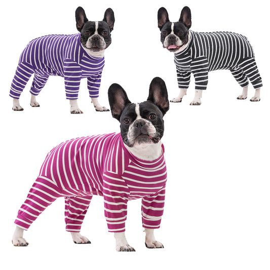 StripeNap French Bulldog Pajamas Stylish and Snug Striped Sleepwear