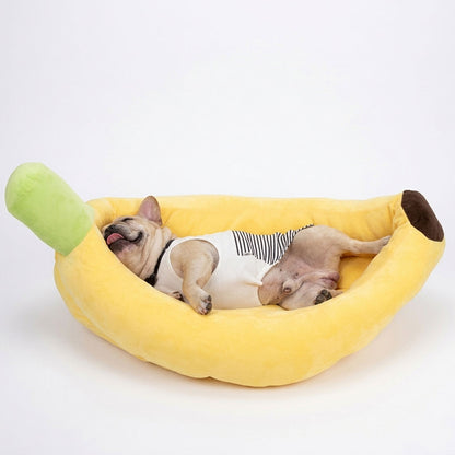 PeelNest Frenchie Banana Bed – Cozy Plush Fruit-Shaped Sleeping Cushion