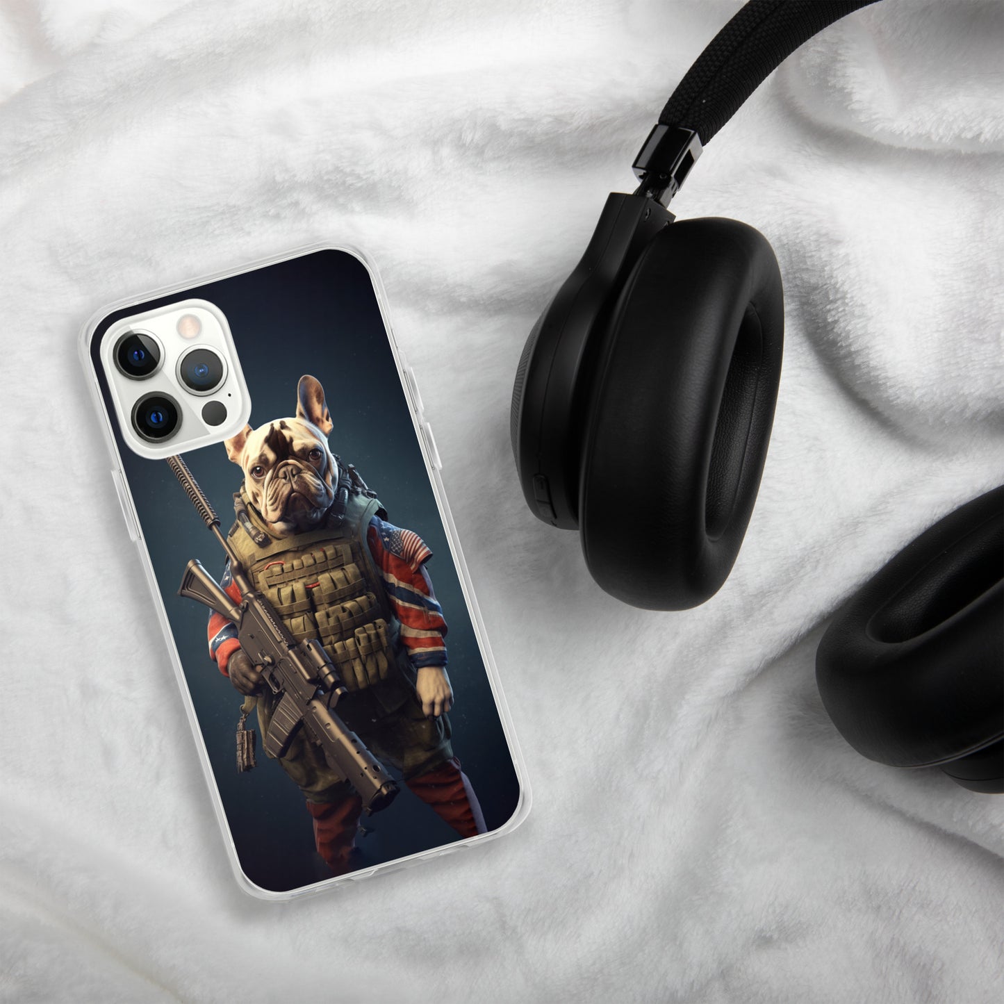 Soldier Frenchie iPhone Case - A Brave and Lovable Choice for Pet Lovers and Military Supporters