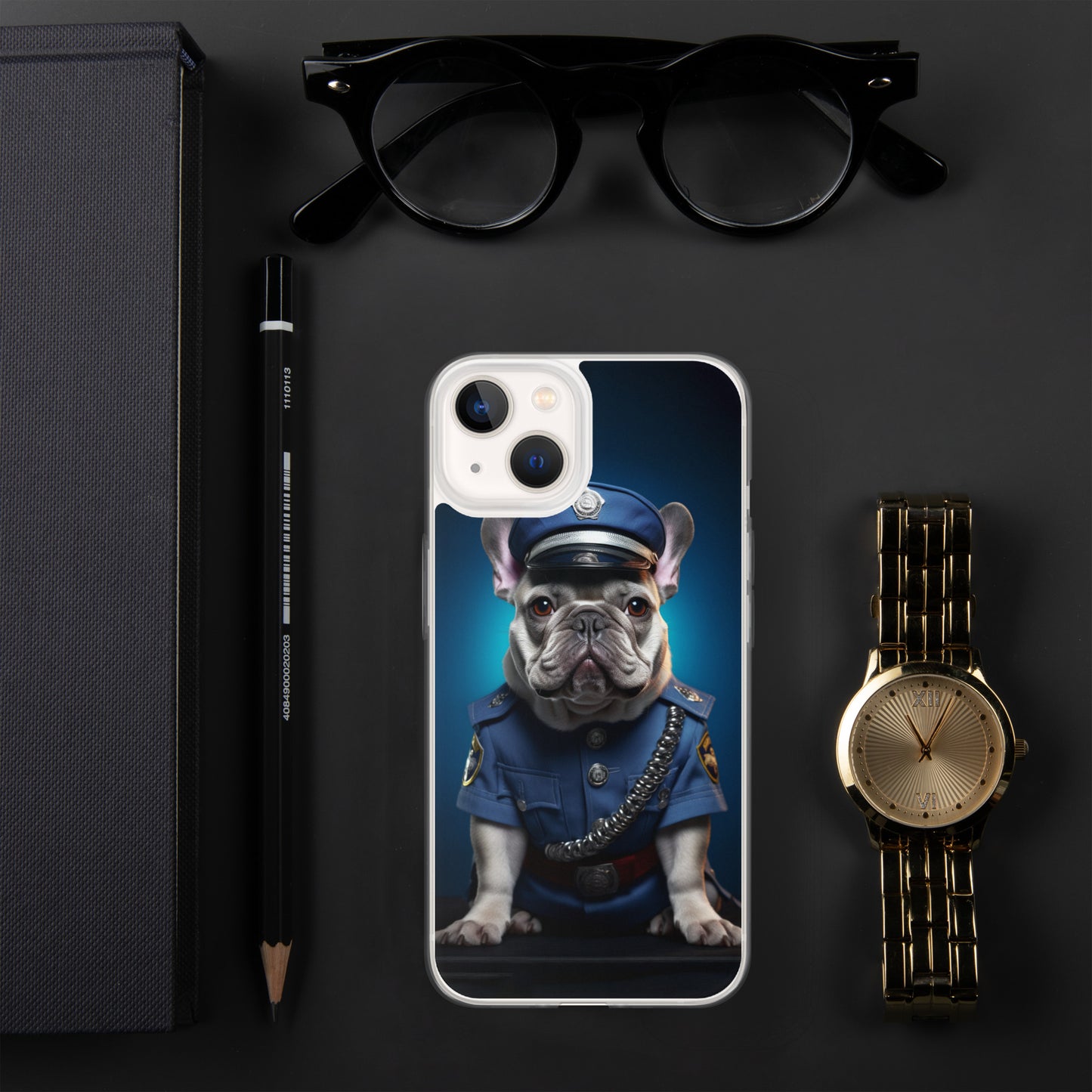 Policeman Frenchie iPhone Case - A Fun and Respectful Choice for Pet Lovers and Law Enforcement Supporters