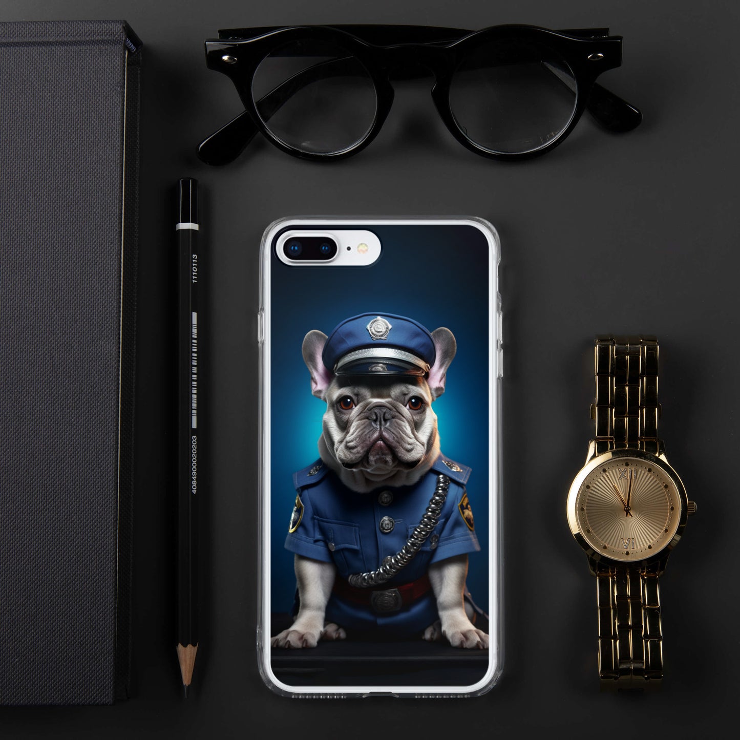 Policeman Frenchie iPhone Case - A Fun and Respectful Choice for Pet Lovers and Law Enforcement Supporters