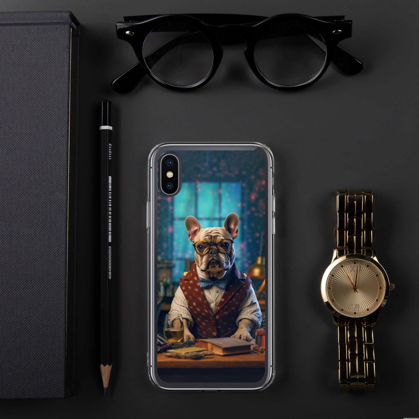 Professor Frenchie iPhone Case - A Sophisticated and Witty Choice for Pet Lovers and Academic Enthusiasts