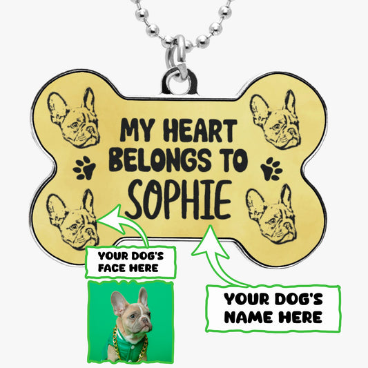 My heart Belongs - Necklace for frenchie moms