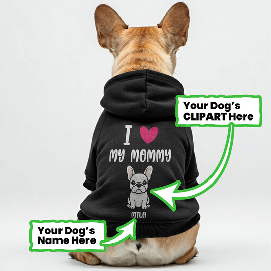 Mi Mamá - Sudaderas con capucha personalizadas de Bulldog Francés con citas divertidas, nombre personalizado y clipart personalizado que combina con el color de tu Frenchie: elegantes, acogedoras y de primera calidad 100% algodón