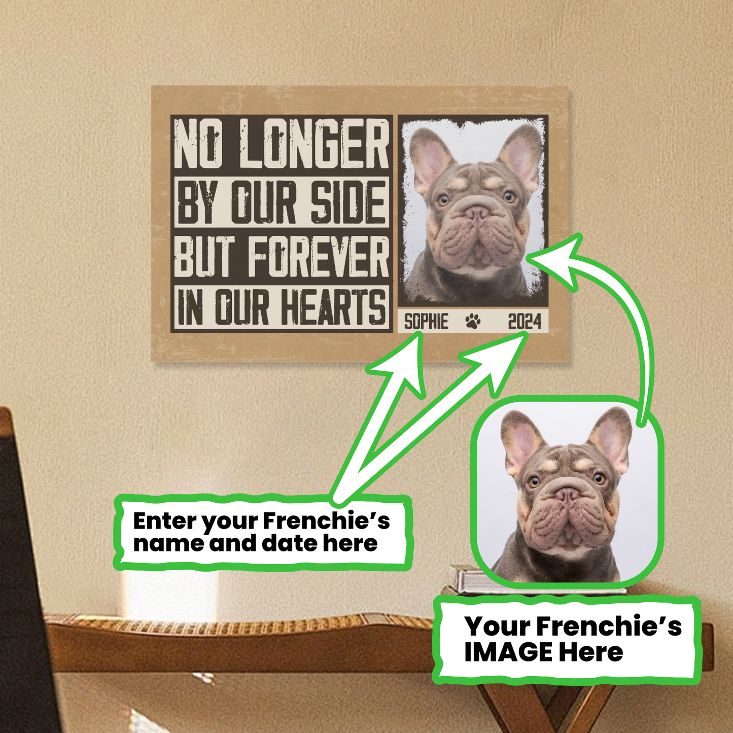 Silver - Personalized Adorable Frenchie Canvas Wall Art