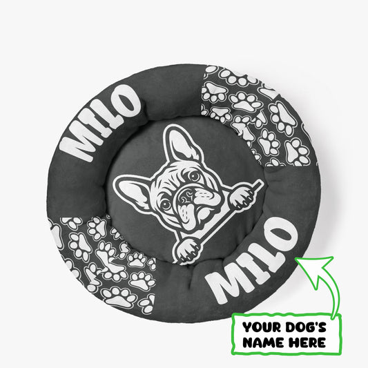 Ace - Custom Cloud-Comfort Frenchie Bed | Personalized Anti-Anxiety Donut Bed for French Bulldogs