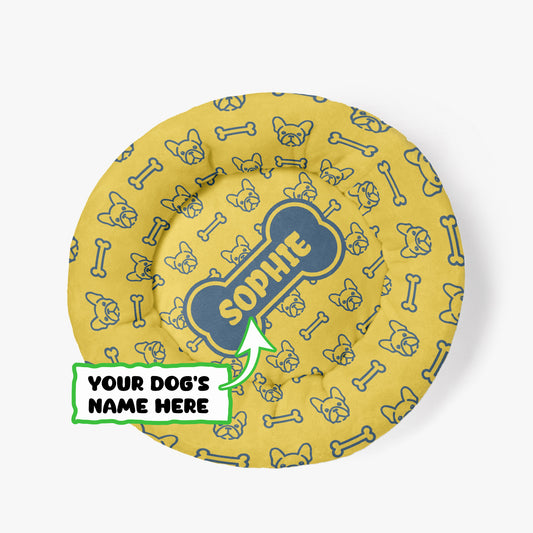 Riley - Custom Cloud-Comfort Frenchie Bed | Personalized Anti-Anxiety Donut Bed for French Bulldogs