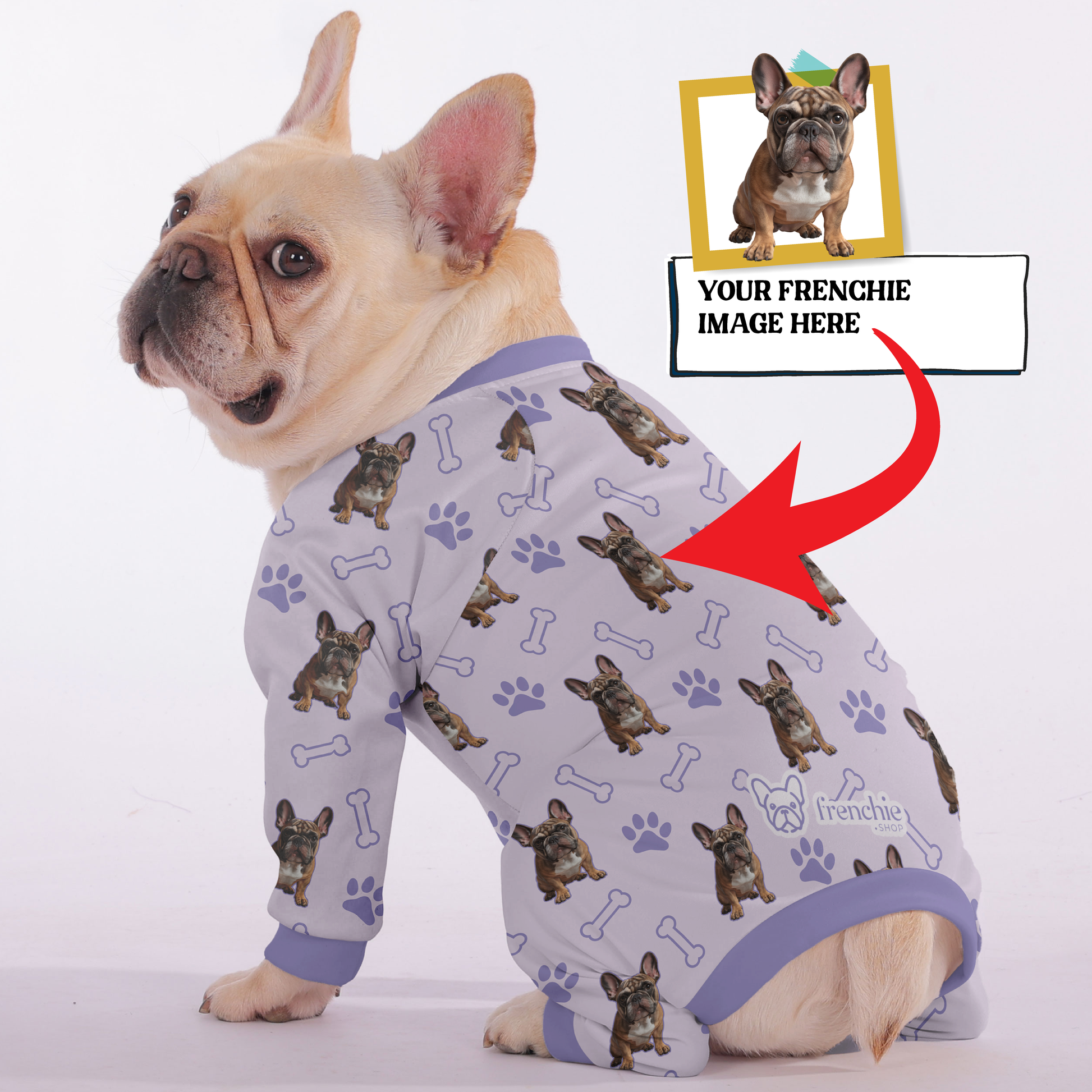 NDISTIN French Bulldog Pajama Set - Short Sleeve Top & Capri Shorts, Soft Stretchy Sleepwear (X-Large)