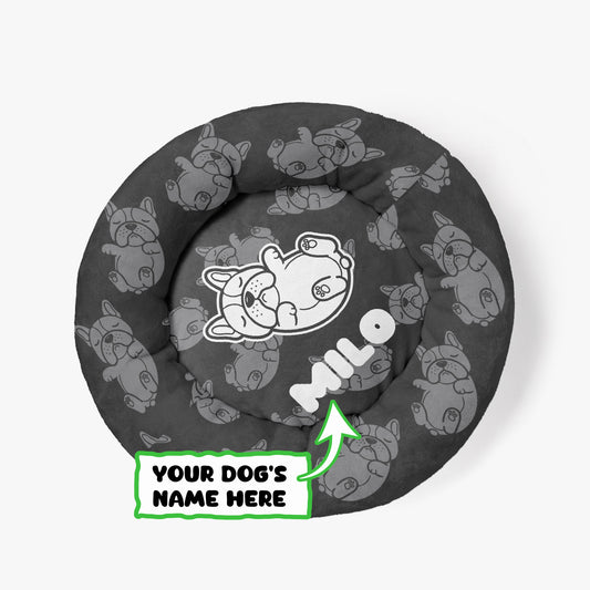 Wilson - Custom Cloud-Comfort Frenchie Bed | Personalized Anti-Anxiety Donut Bed for French Bulldogs