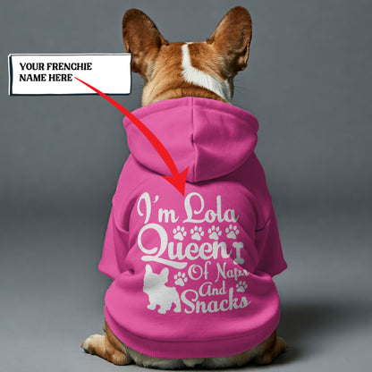Sudadera con capucha personalizada de bulldog francés con frases divertidas y nombre personalizado: elegante, acogedora y de primera calidad, 100 % algodón.