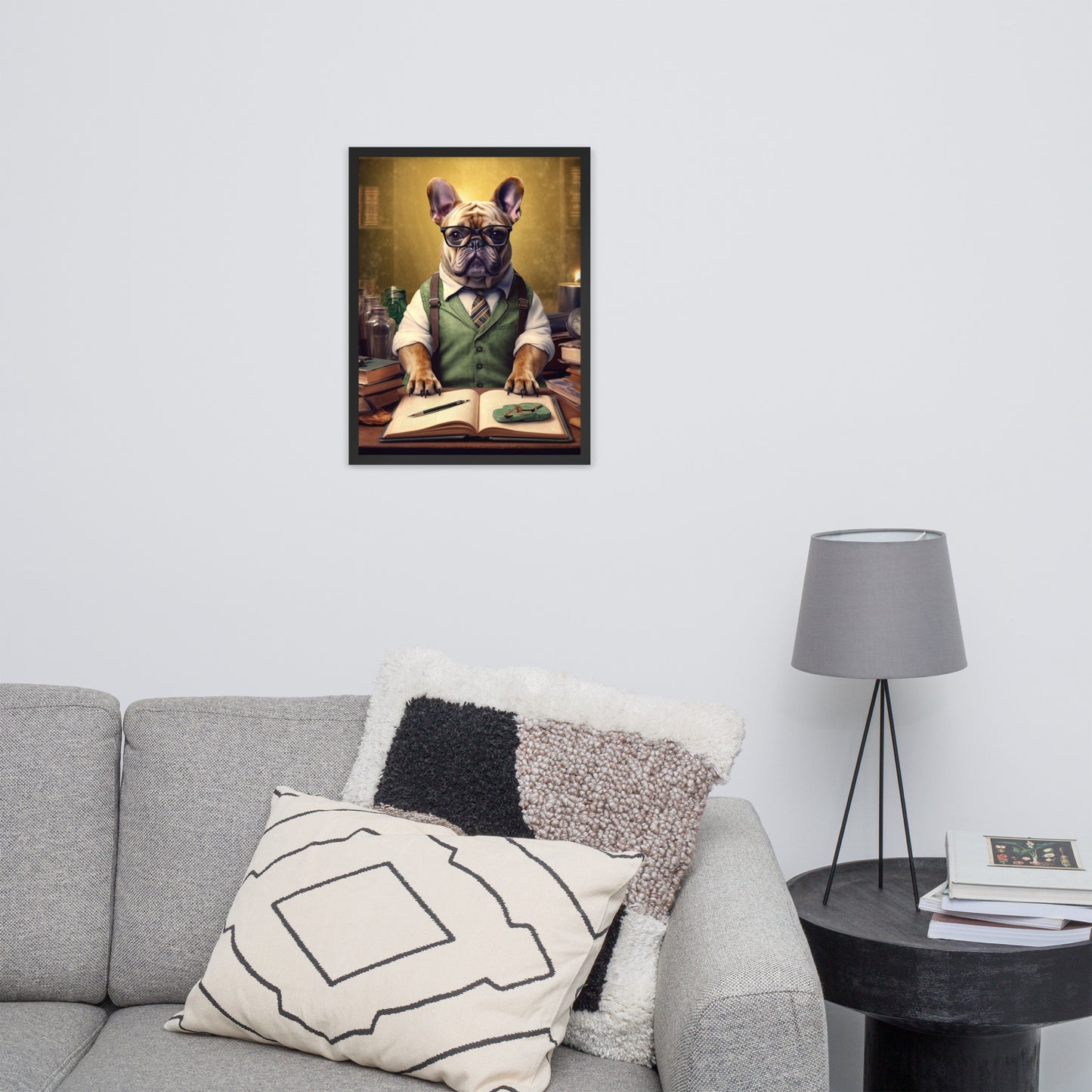 Professor Frenchie Framed Poster - A Thought-Provoking and Artistic Choice for Pet Lovers and Academics