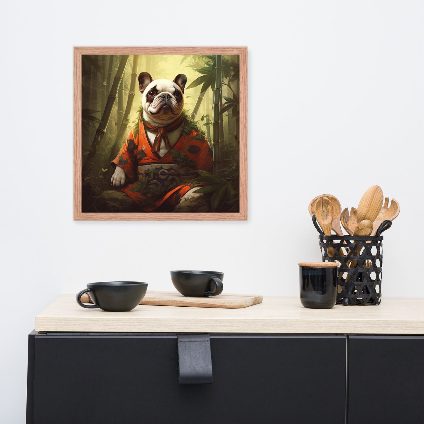 Panda Frenchie Framed Poster - A Playful and Charming Choice for Pet Lovers and Panda Enthusiasts