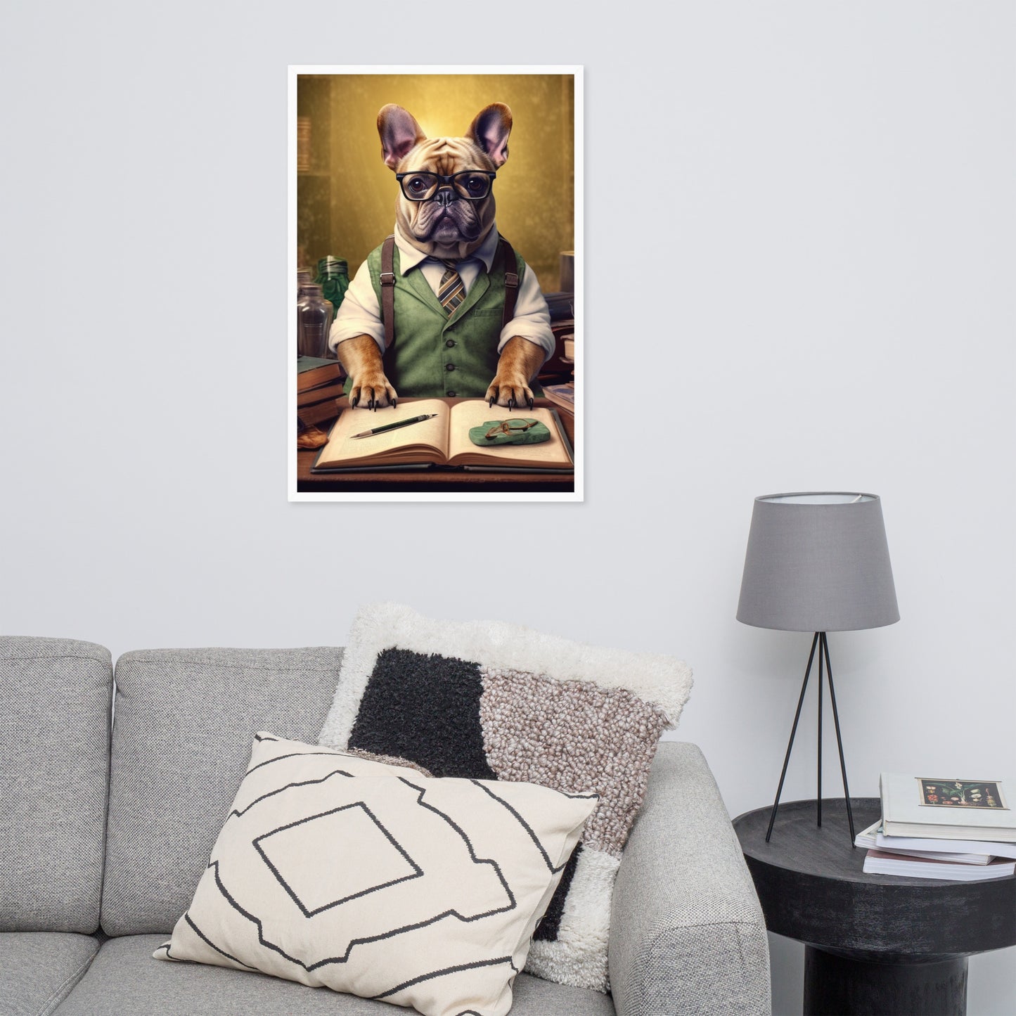 Professor Frenchie Framed Poster - A Thought-Provoking and Artistic Choice for Pet Lovers and Academics
