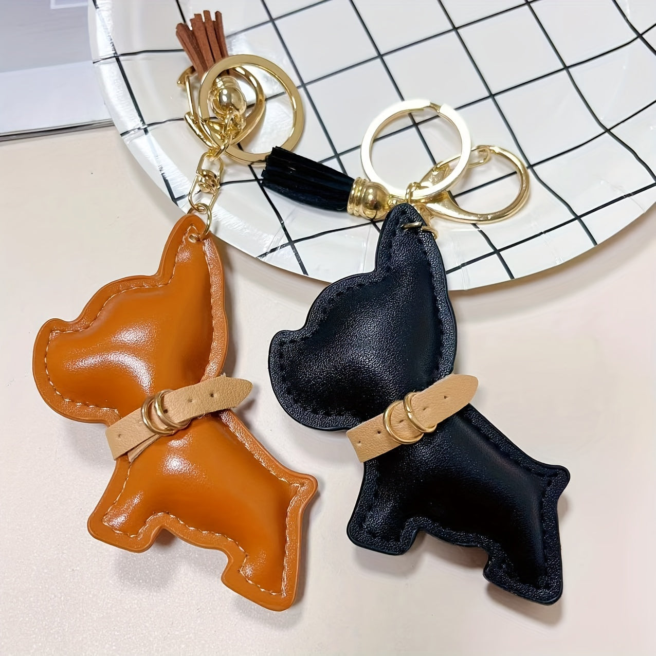 french bulldog faux keychain