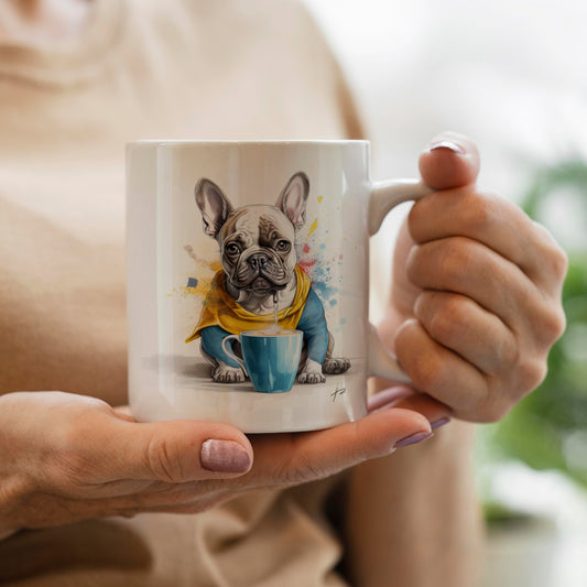 Adorable Frenchie Accent Ceramic Coffee Mug