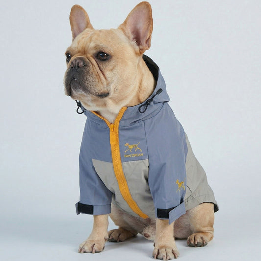 StormPaw Frenchie Windproof Raincoat – Soft Waterproof Hooded Dog Jacket