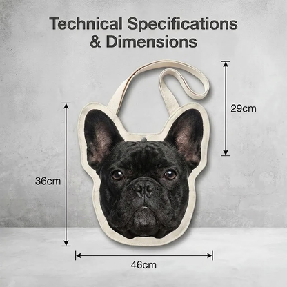 Premium French Bulldog Canvas Bag – Cute Frenchie-Shaped Shoulder Bag