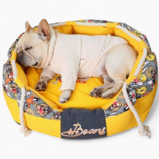PawHaven Soft Frenchie Bed - Comfortable and Stylish Sleep Solution for French Bulldog