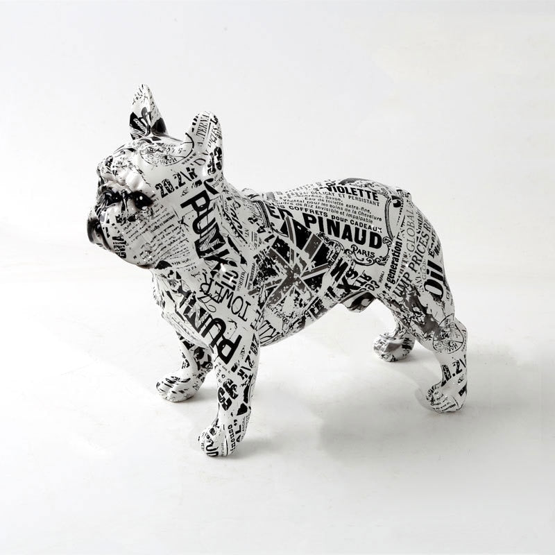 graffiti french bulldog statue