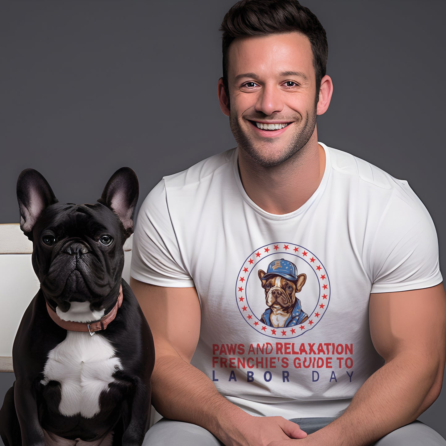 Labor Day Relaxation with a French Bulldog -Unisex T-Shirt