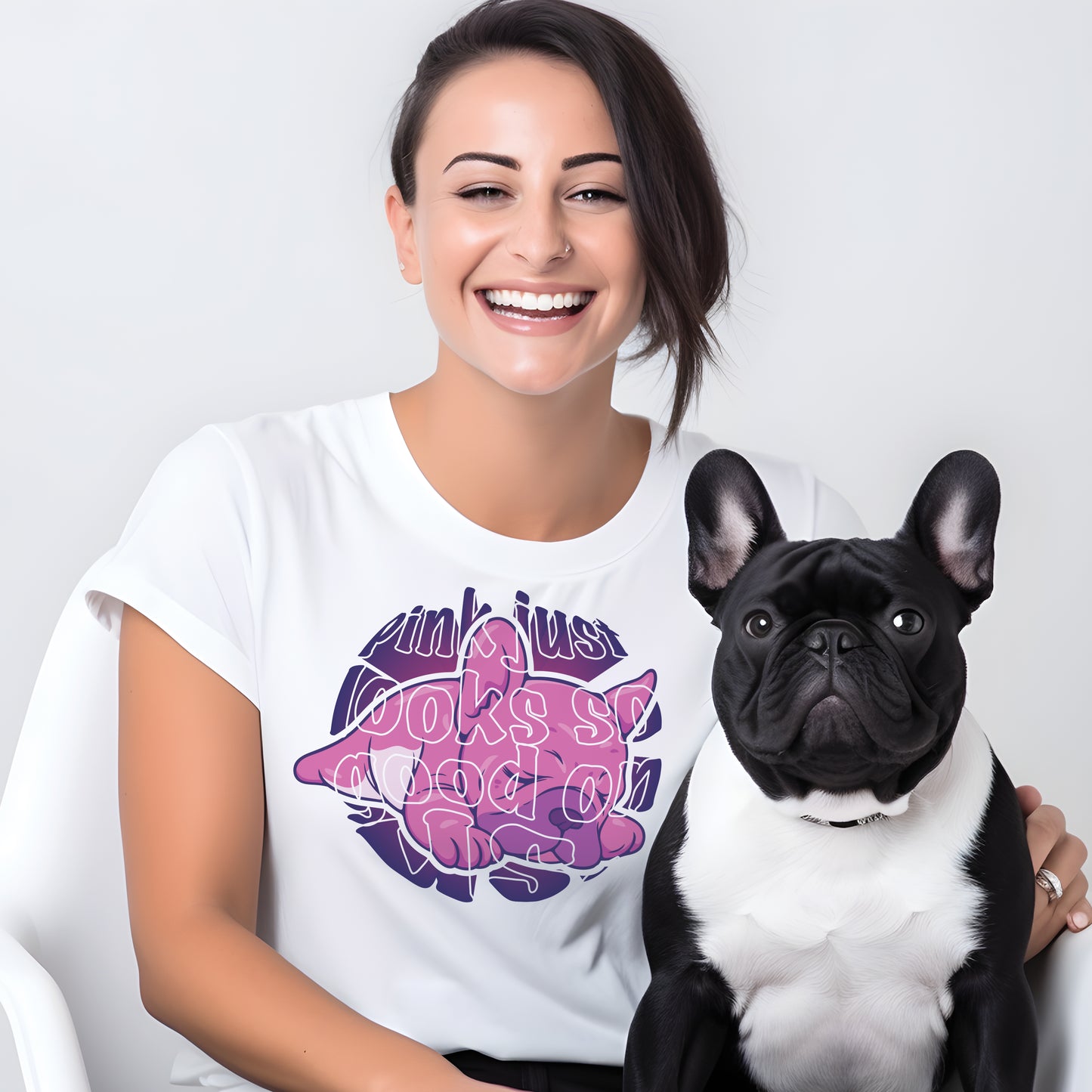 A pink frenchie's world - Unisex T-Shirt