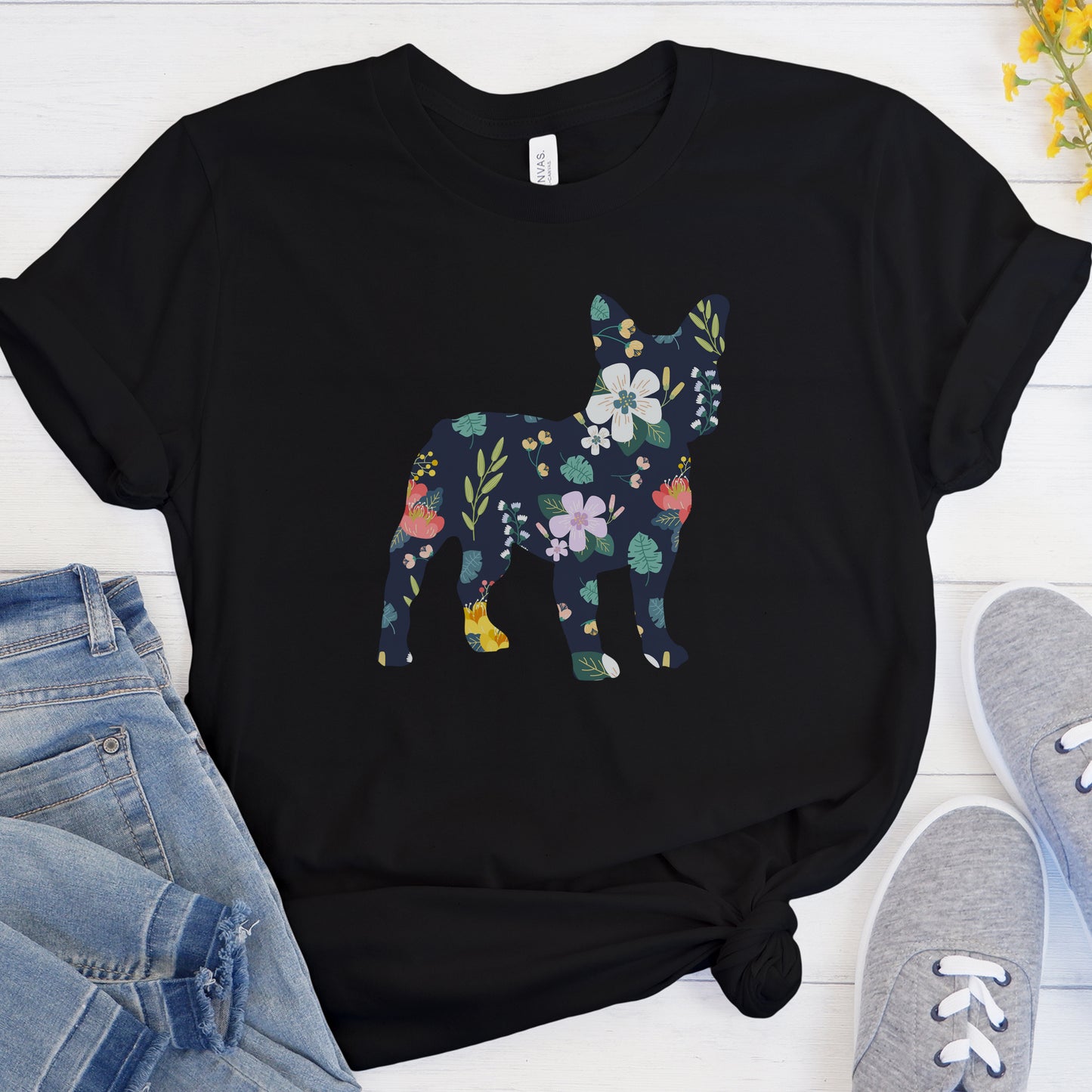Floral Frenchie - Unisex T-Shirt