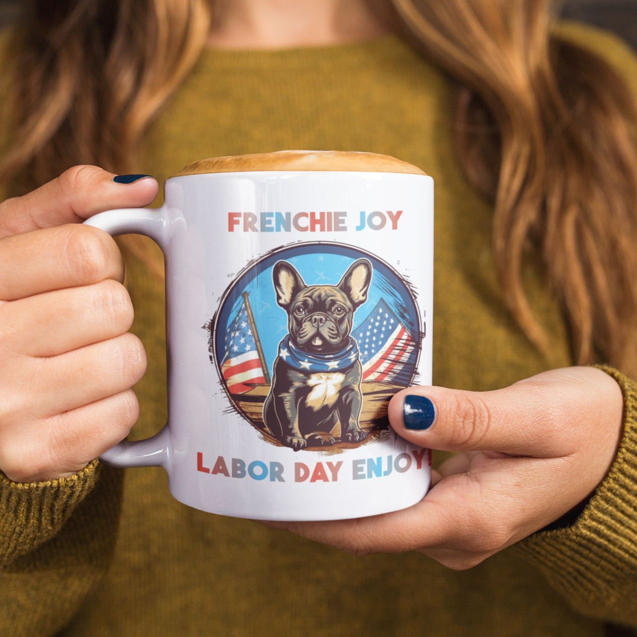 Frenchie Joy -  White glossy mug