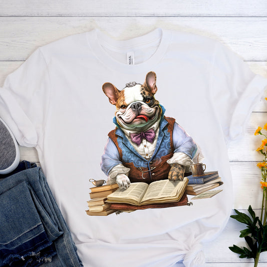 Professo-Frenchie T-Shirt - Blending Academic Wisdom with Canine Charm