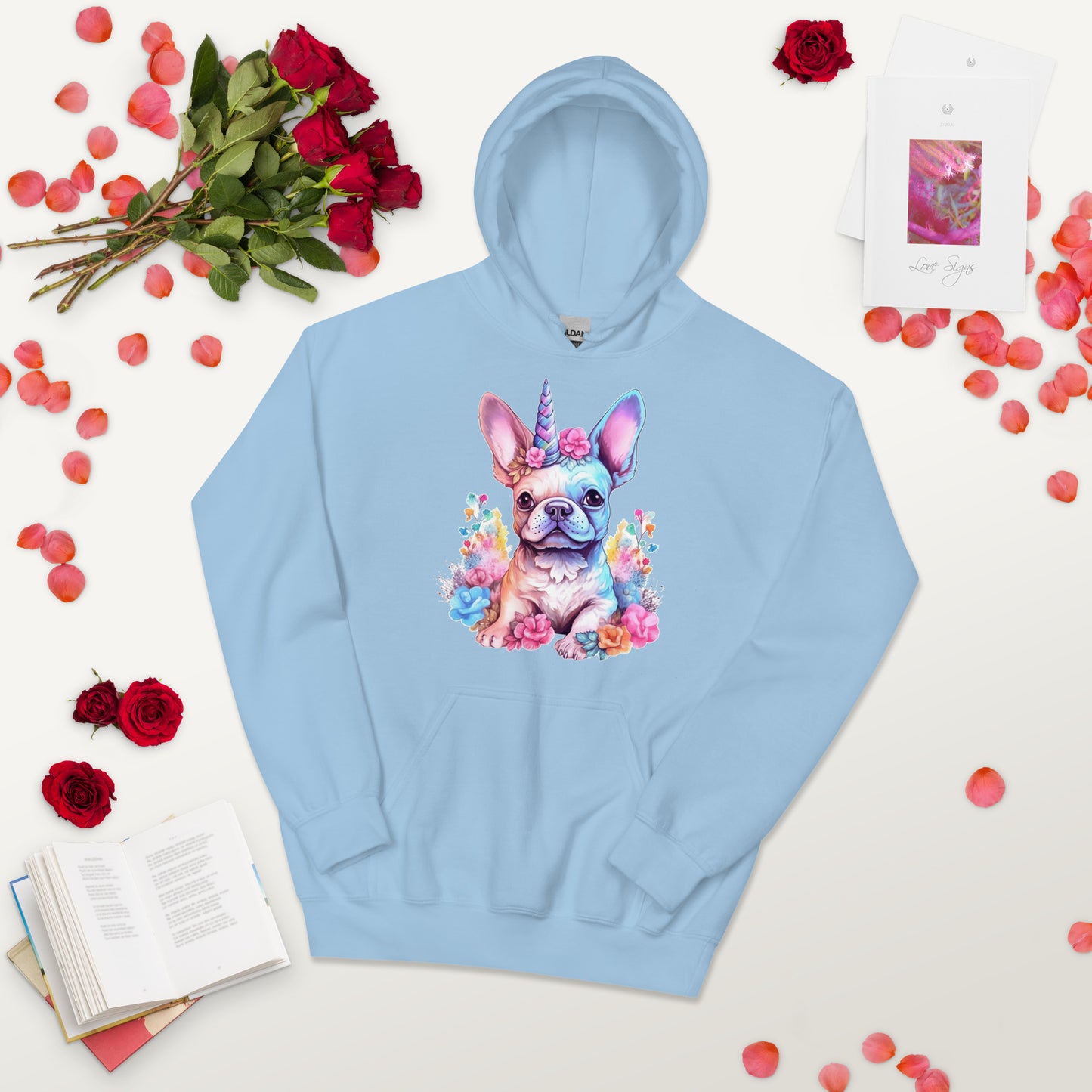 Unicorn-Inspired Frenchie Unisex Heavy Blend Hoodie - A Magical Choice for Style-Conscious Pet Lovers