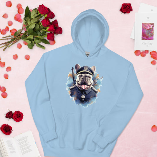 Policeman Frenchie Unisex Heavy Blend Hoodie - A Unique and Brave Pick for Pet Lovers and Law Enforcement Enthusiasts