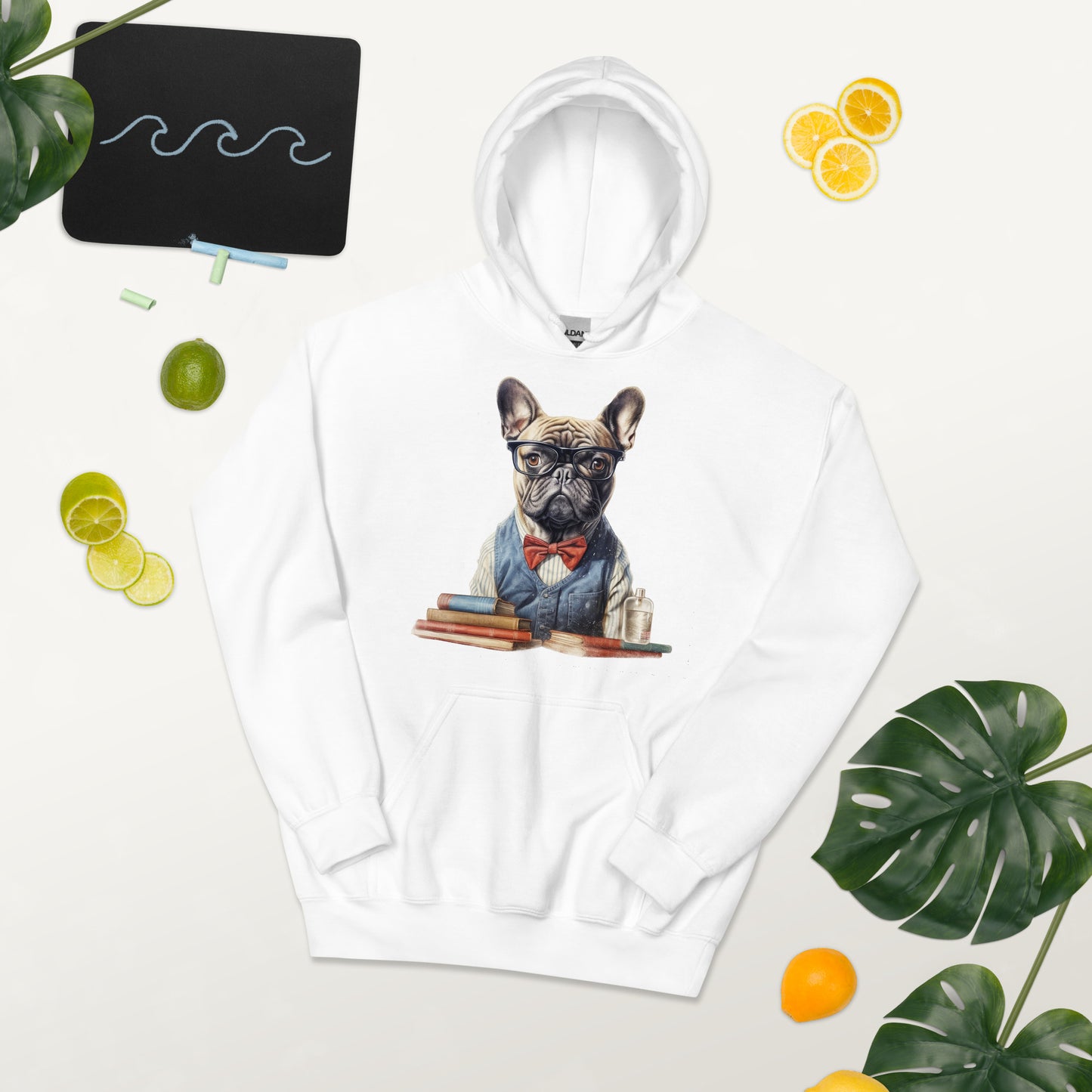 Professor Frenchie Unisex Heavy Blend Hoodie - A Smart Choice for Pet Lovers and Academia Enthusiasts