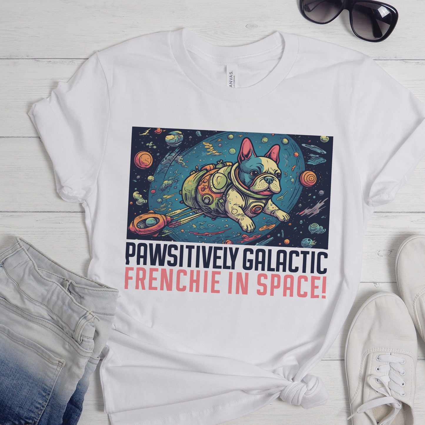 Frenchie in space -  Unisex T-Shirt