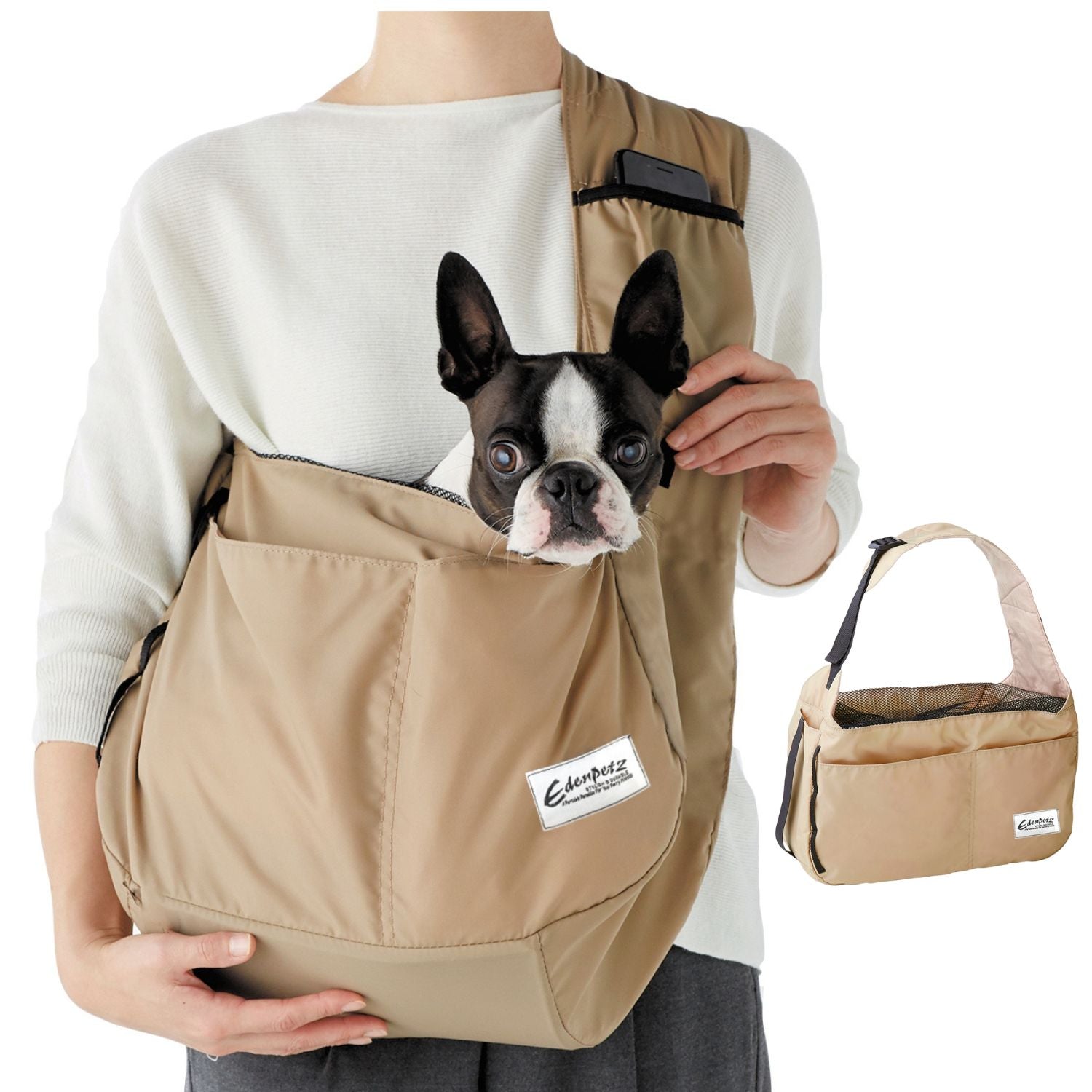 www.frenchie.shop-Premium-Frenchie-Carrier-Bag-Comfortable-Travel-Shoulder-Bag-for-French-Bulldogs-khaki