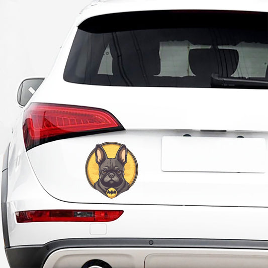 Whimsical Frenchie-Themed Car Sticker