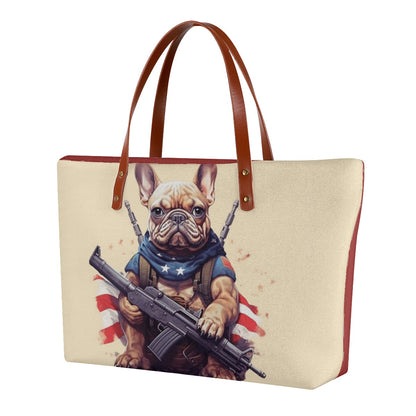 Soldier Frenchie Women's Tote Bag - Stylish and Ample Companion for Frenchie Enthusiasts