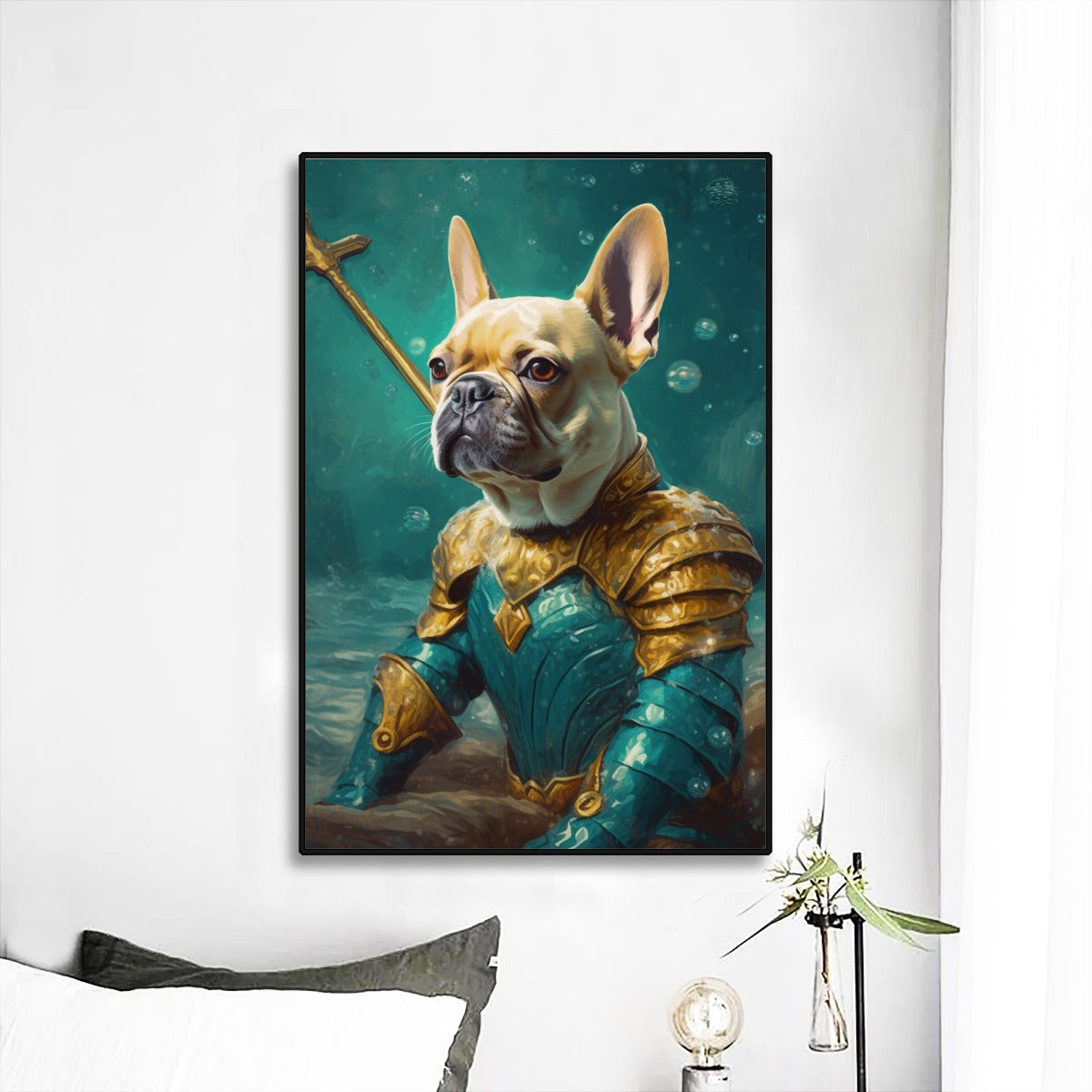 Engaging Frenchie-Depicted Wall Mural