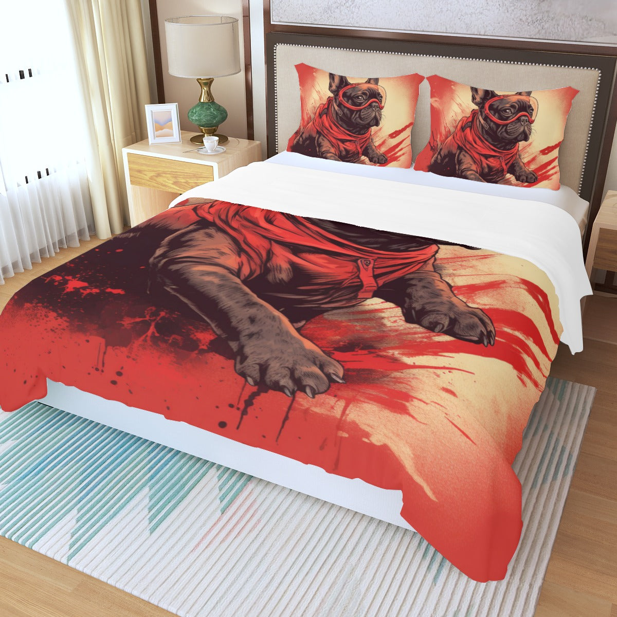 Daring Frenchie Duvet Cover Set - Rest with Courage