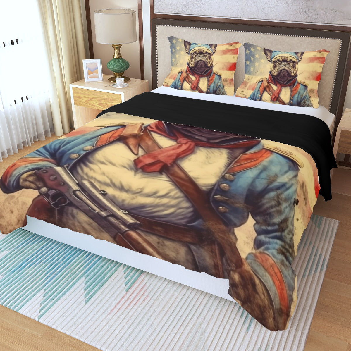 Brave Frenchie - French Bulldog as Soldier Duvet Cover Set