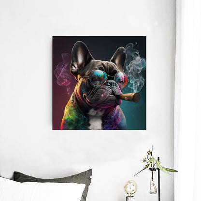 Smoking Frenchie - Framed poster by Frenchie Shop