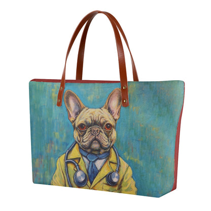 Doctor Frenchie Women's Tote Bag - Professional and Spacious Carryall for Frenchie Admirers