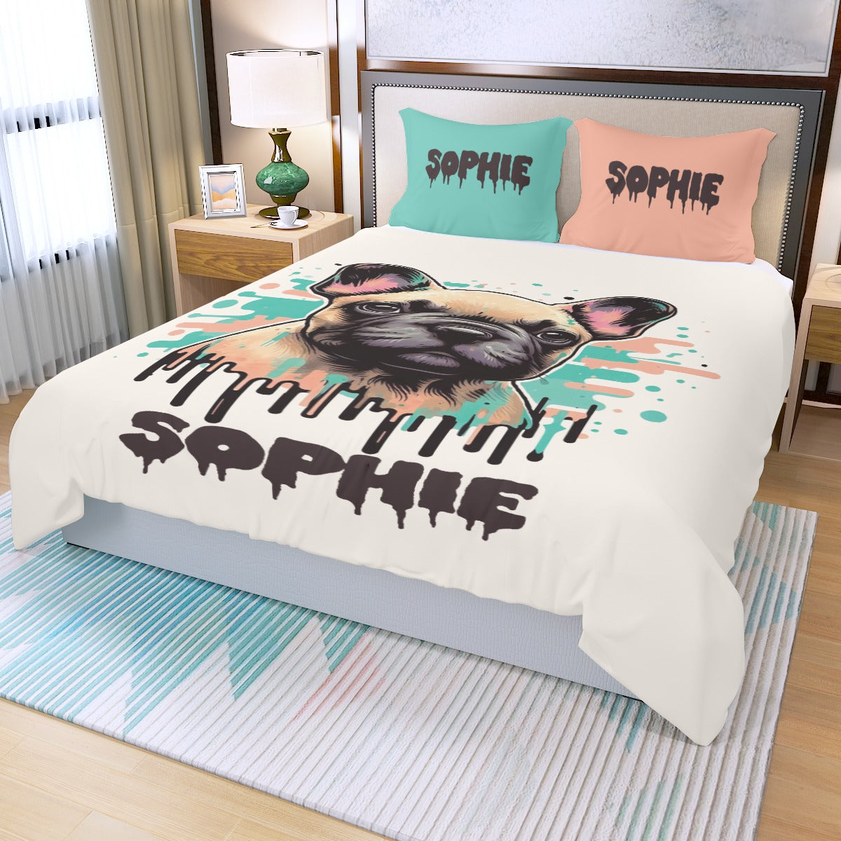 Custom Bedding Set with Frenchie's Name - Bedding Set