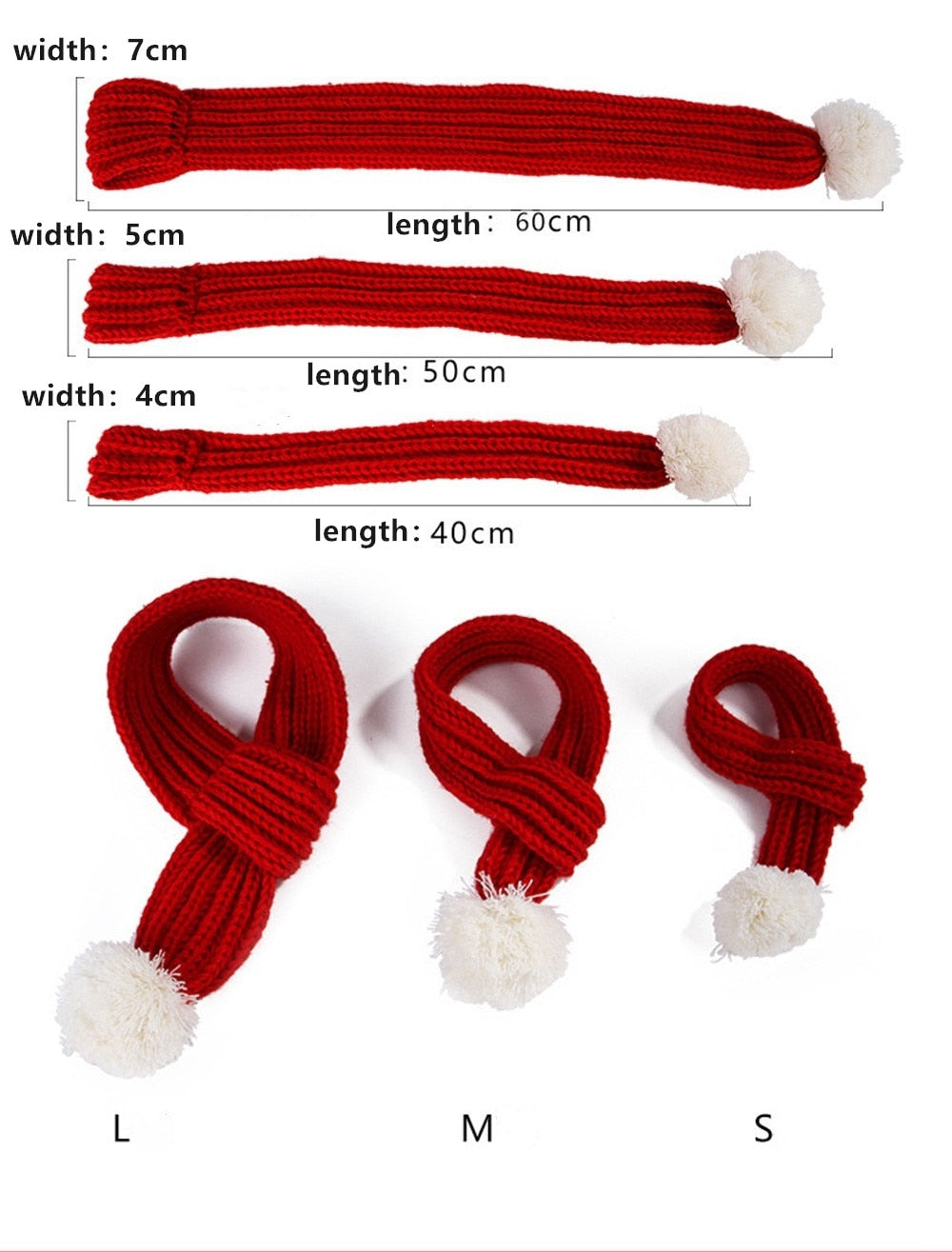 Christmas Knit Scarf for French Bulldog size