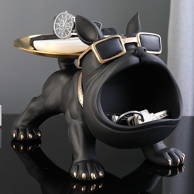 Cool French Bulldog Big Mouth Resin Sculpture with Tray - Frenchie Bulldog Shop